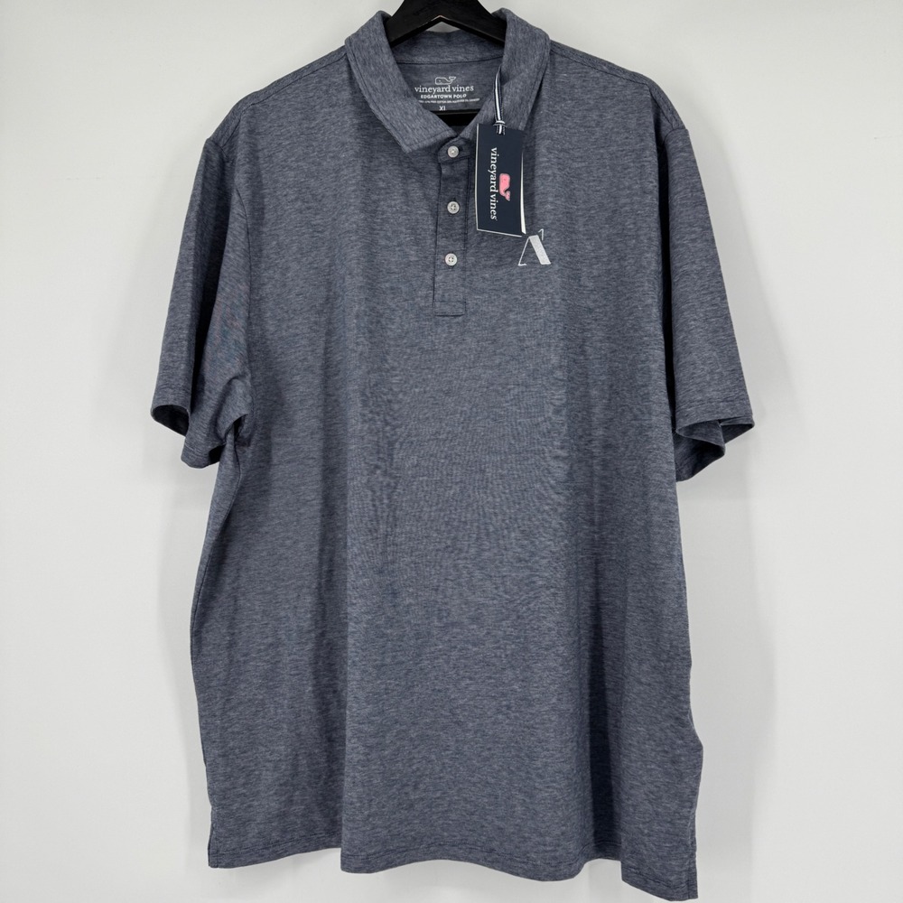 NEW Vineyard Vines Mens Edgartown Polo Shirt XL Blue Heather Pima Blend Golf NWT